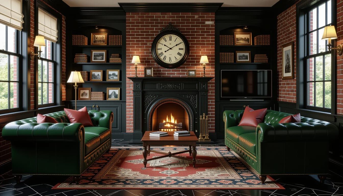 Vibrant Victorian Living Room with Fireplace