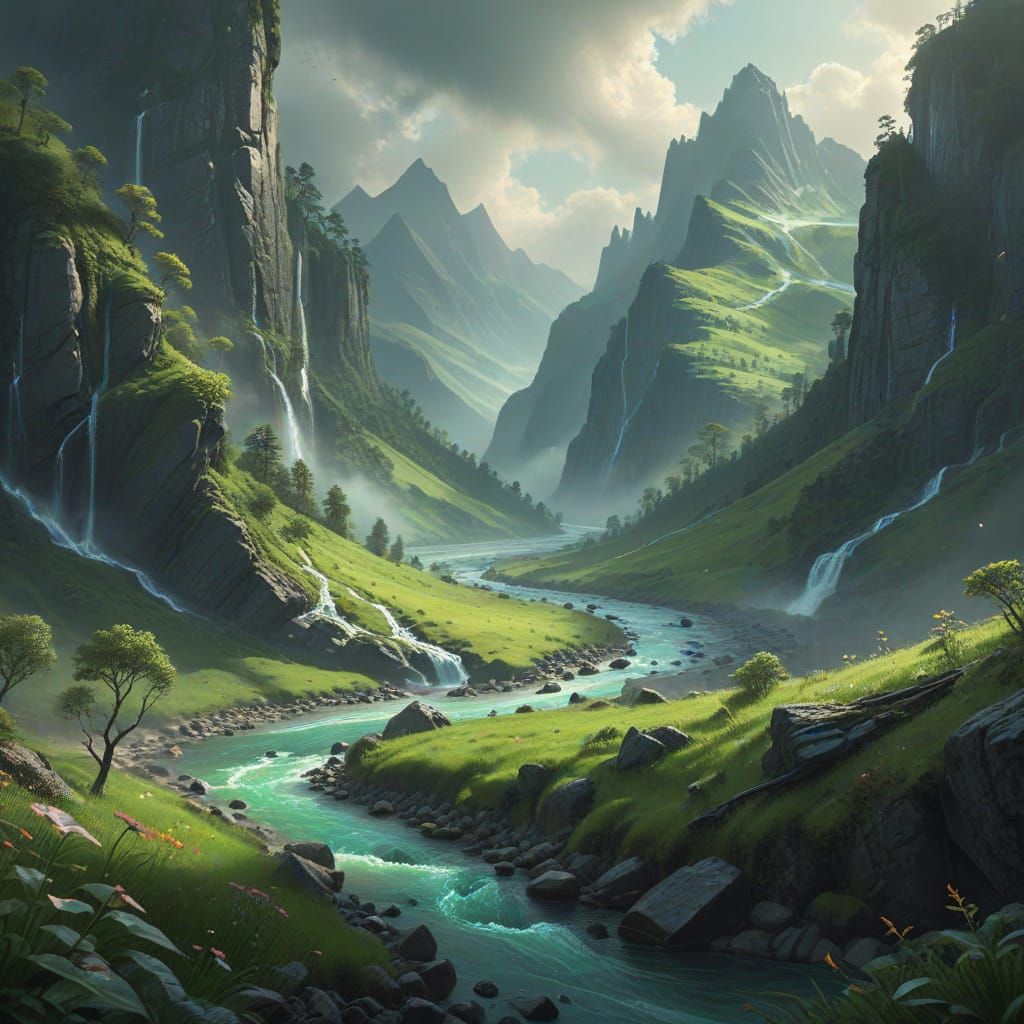 Pencil Tip Transforms into Vibrant, Magical Landscape