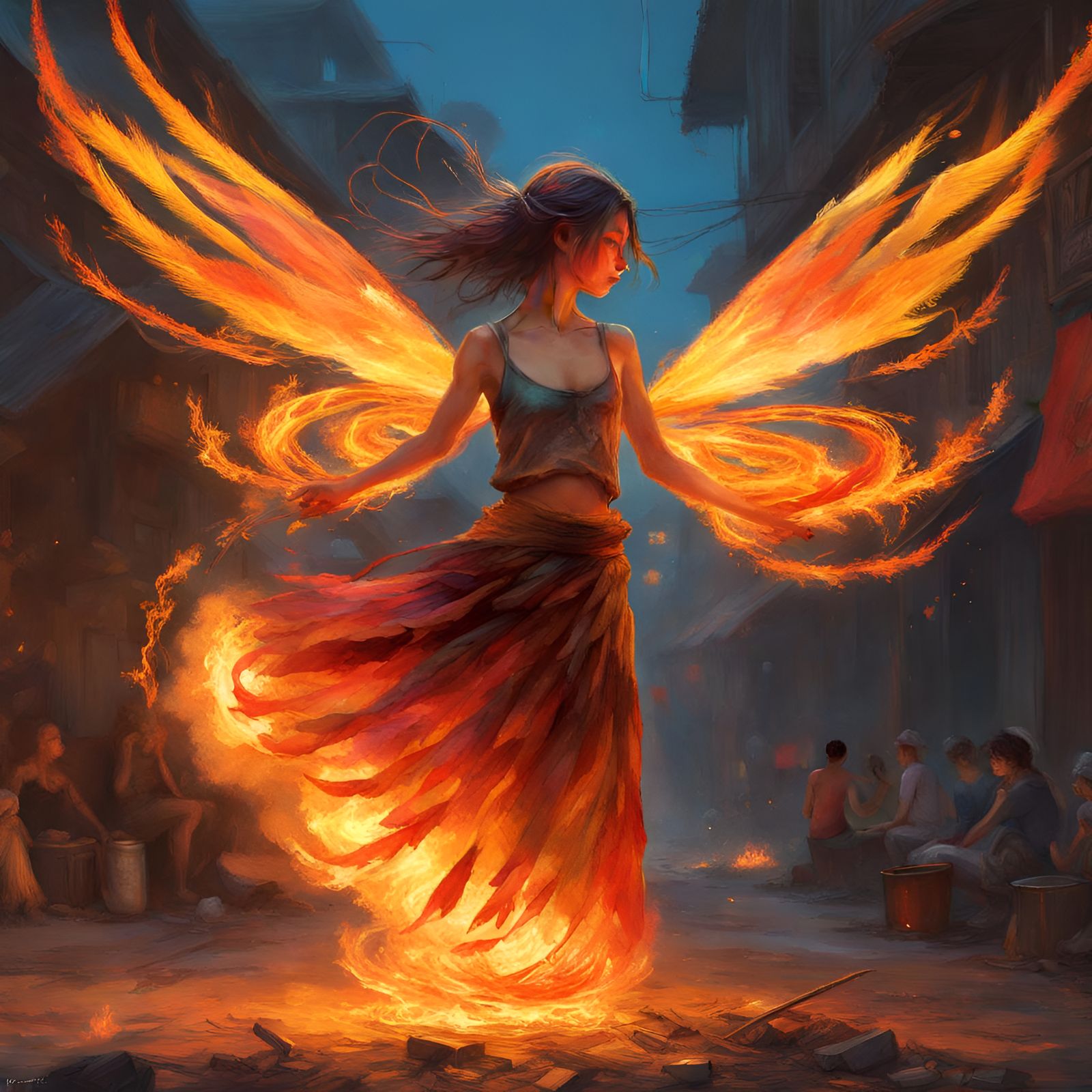 Dancing Fire Faerie in Hyperdetailed Fantasy Art