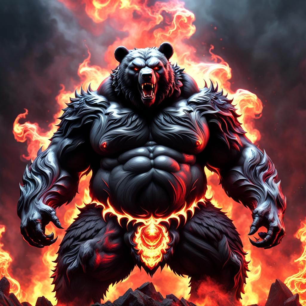 Brawny Bear Demon in Electric Dark Fire
