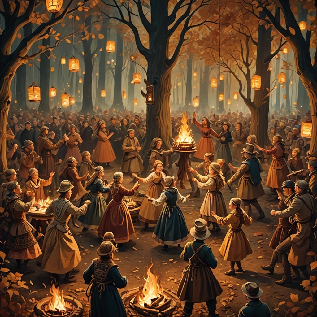 Germanic Pagan Folk Festival in Whimsical Style
