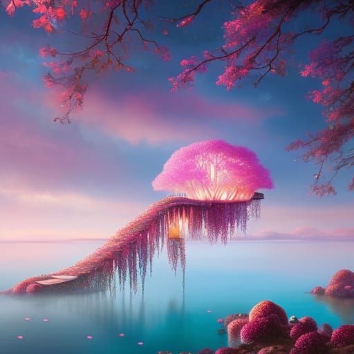 Pink Bubblegum Treehouse: A Sci-Fi Fantasy Render