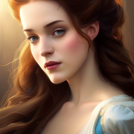 Belle Portrait in Hyperdetailed Art Nouveau Style