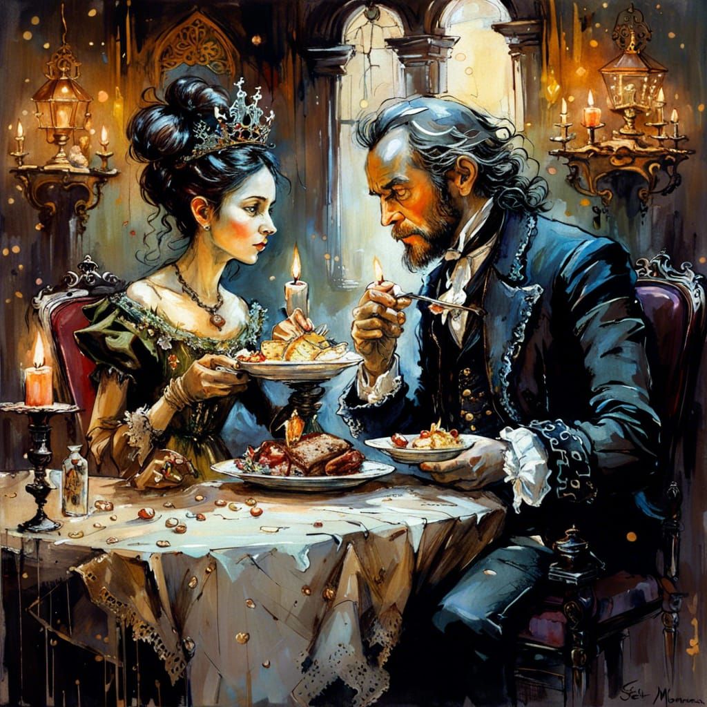 Victorian Queen and King's Dark Fantasy Lunch