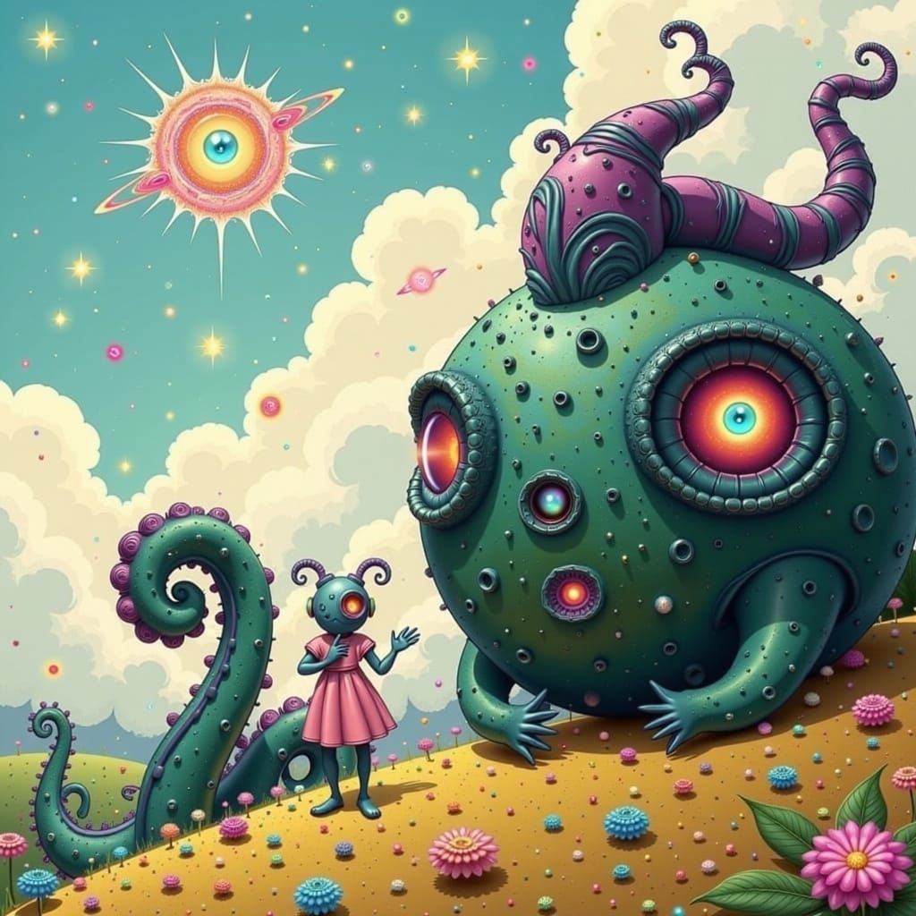 Rainbow Galaxy Eyes in Neon Digital Art Style