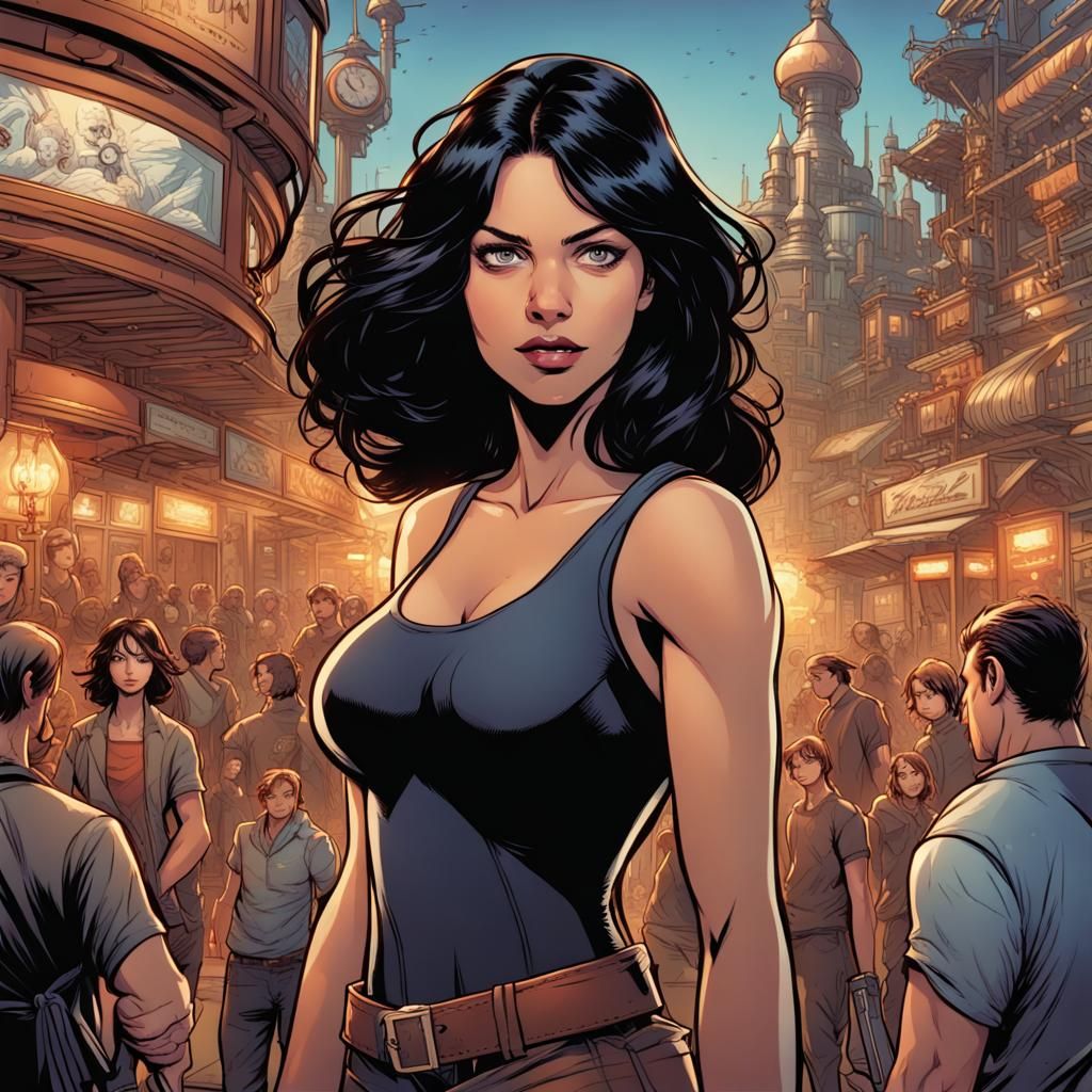 Woman in Theme Park, Comic Book Art