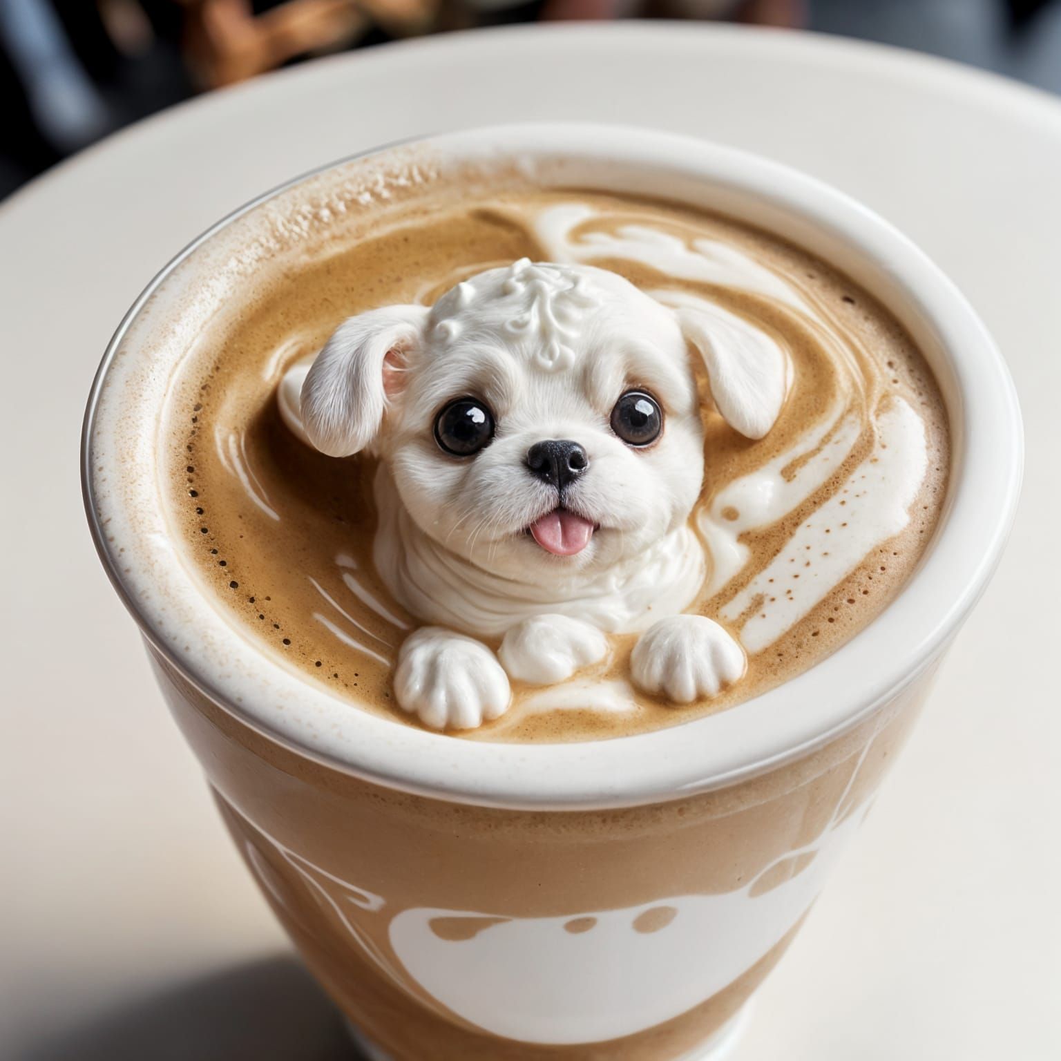 Captivating Latte Art with a Realistic Milk Foam Puppy