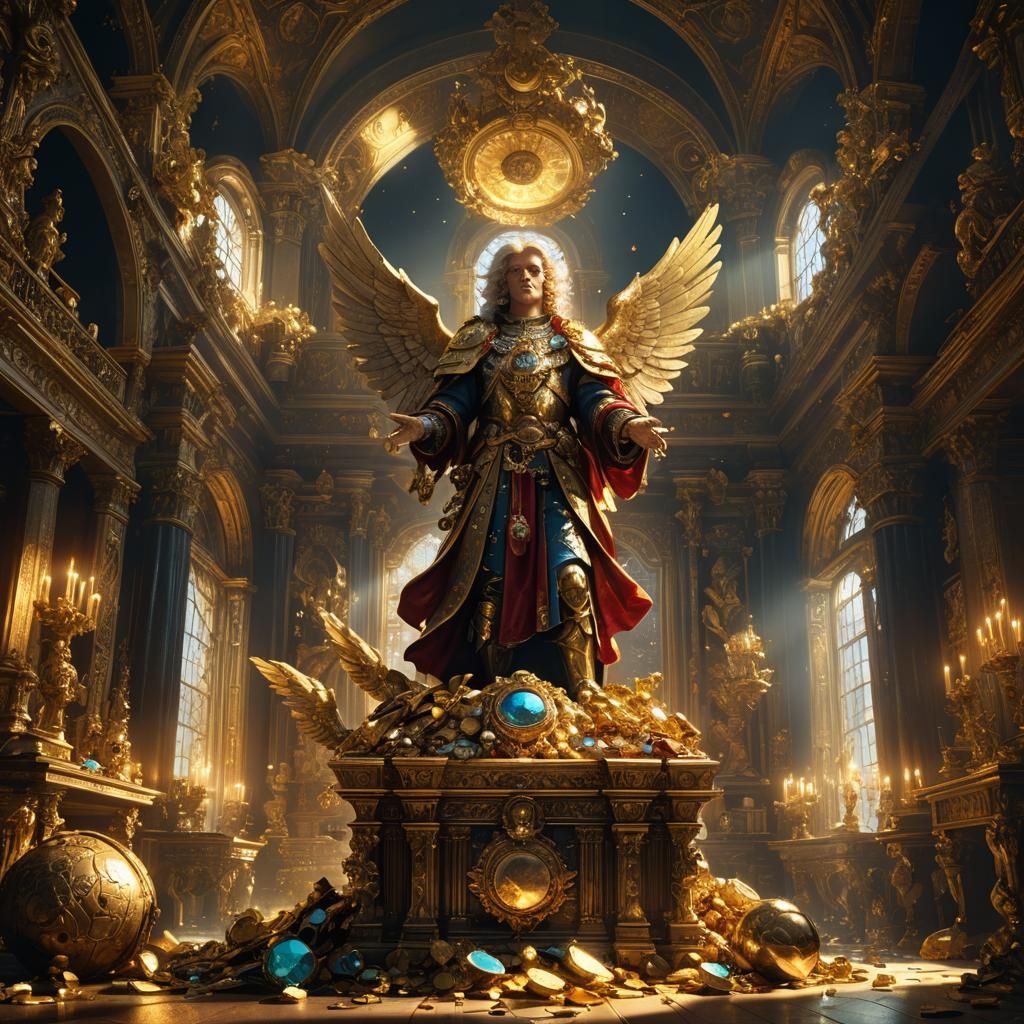 One-Eyed Angel in Opulent Treasure Room