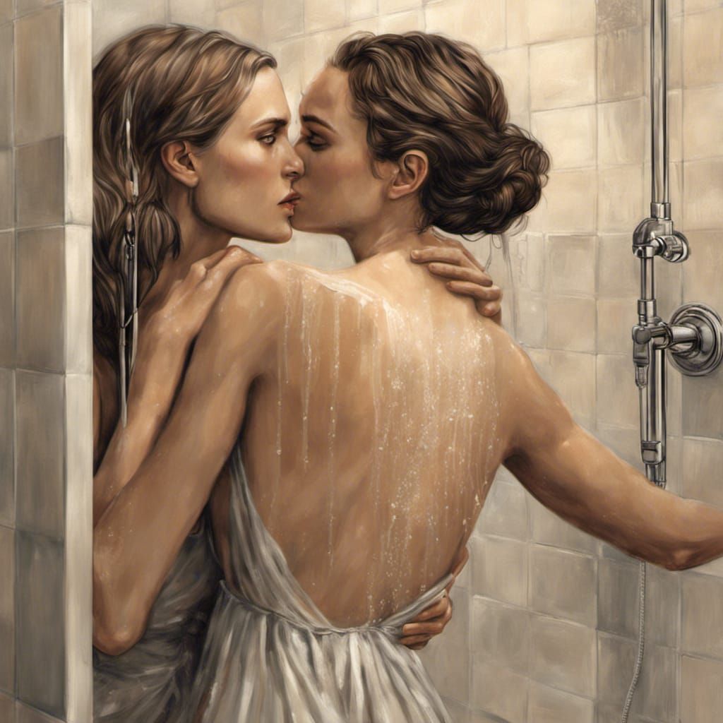 Intimate Embrace: Two Women in Luxurious Shower