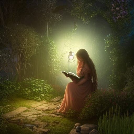 Fairy Glowing Magically for Woman Reading