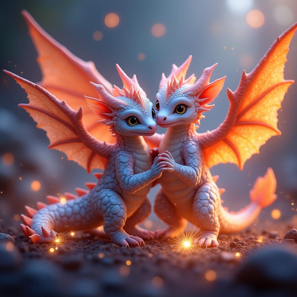 Magical Baby Dragons and Griffins Dance in Whirlwind of Colo...