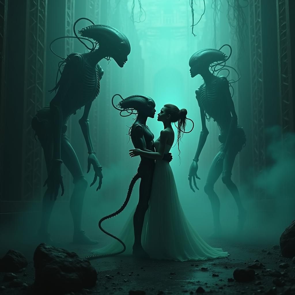 Giger-esque Biomechanical Aliens' Forbidden Love Scene