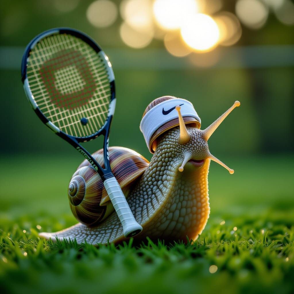Snail Athlete: Cinematic Tennis Scene