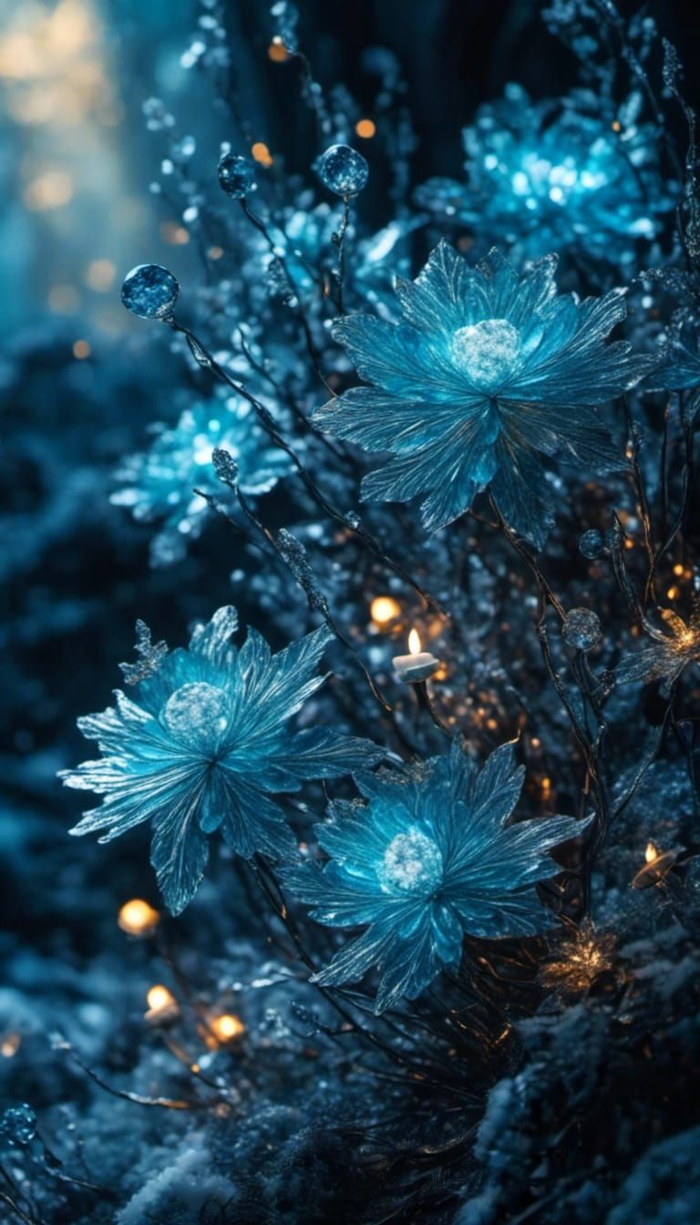 Glittery Ice Flowers in Dark Academia Style