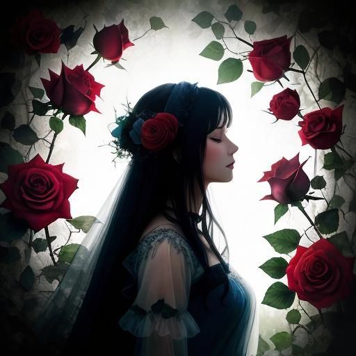 Ethereal Sleeping Beauty in Watercolor with Roses