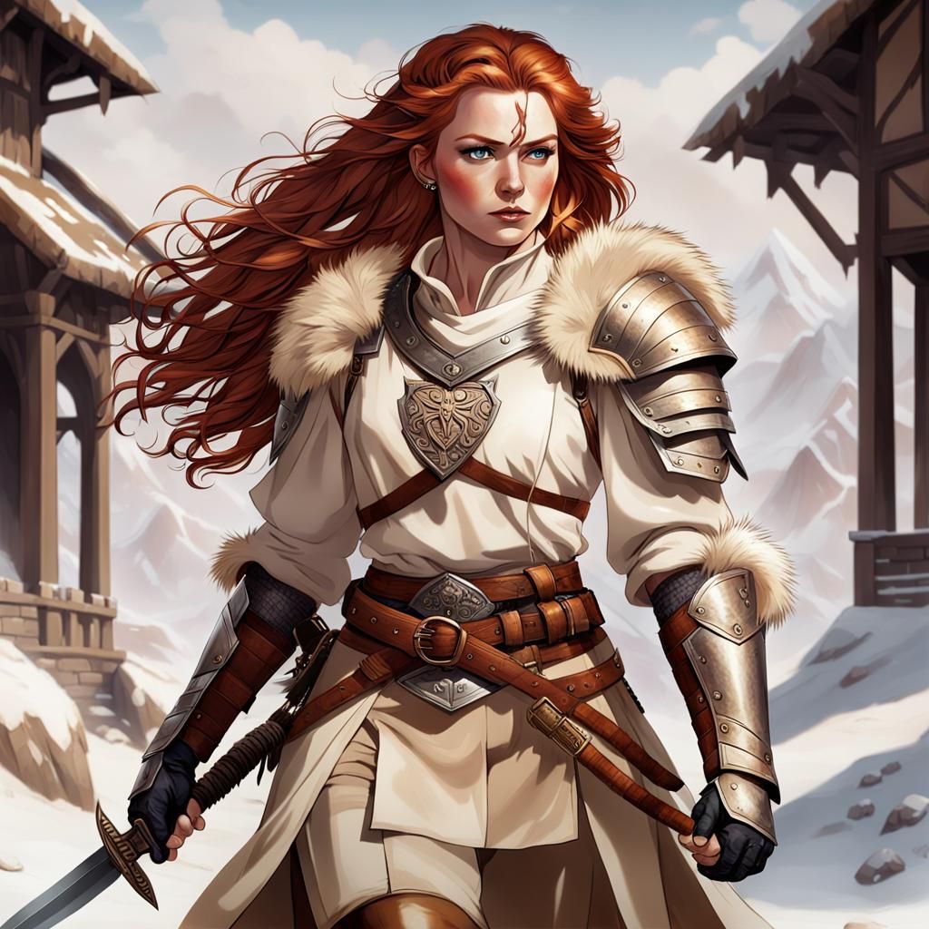 Red-Haired Female Warrior with Sword
