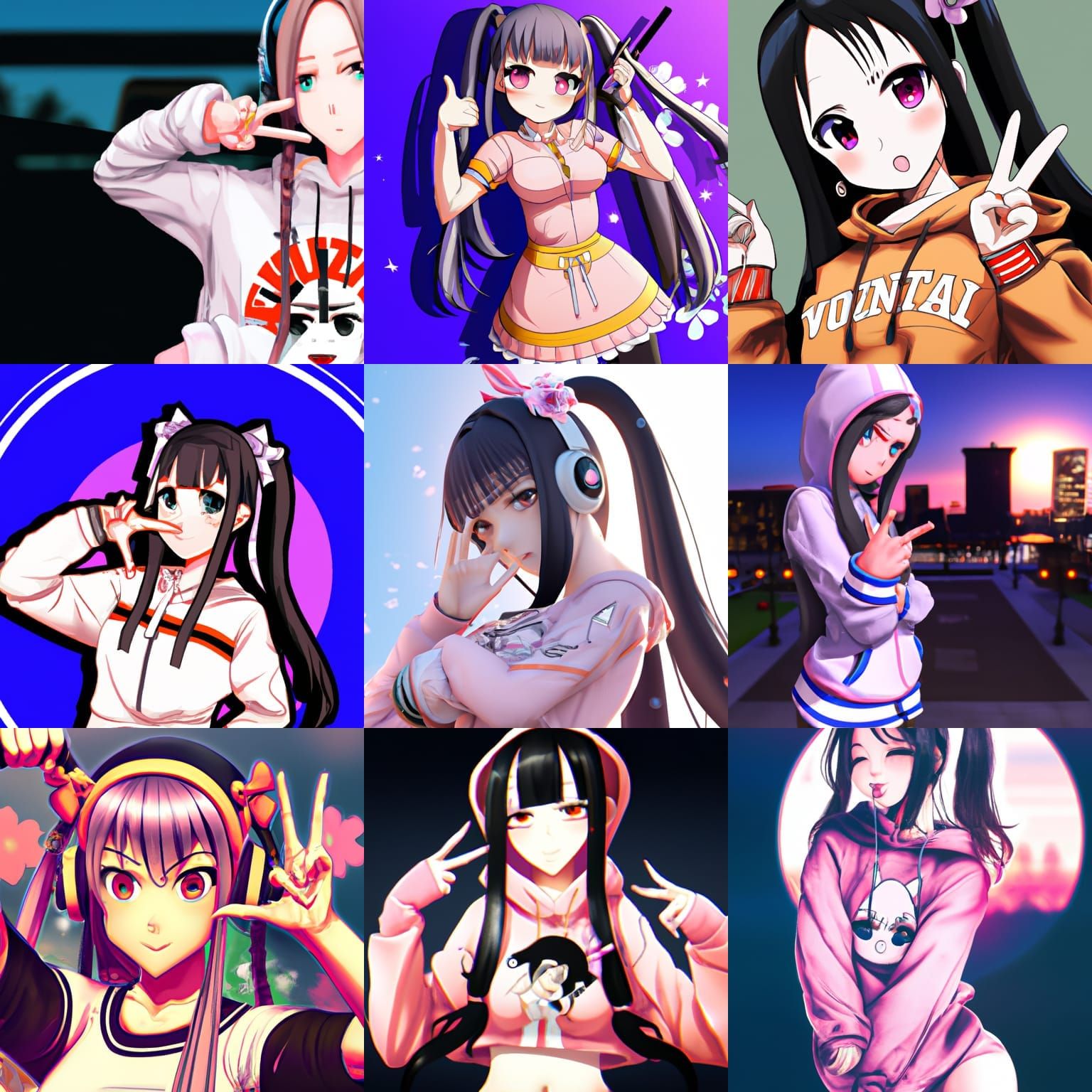 Anime Girls in GTA-Inspired Digital Art