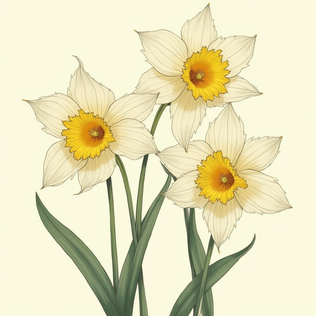 Beautiful Daffodils in Art Deco Style