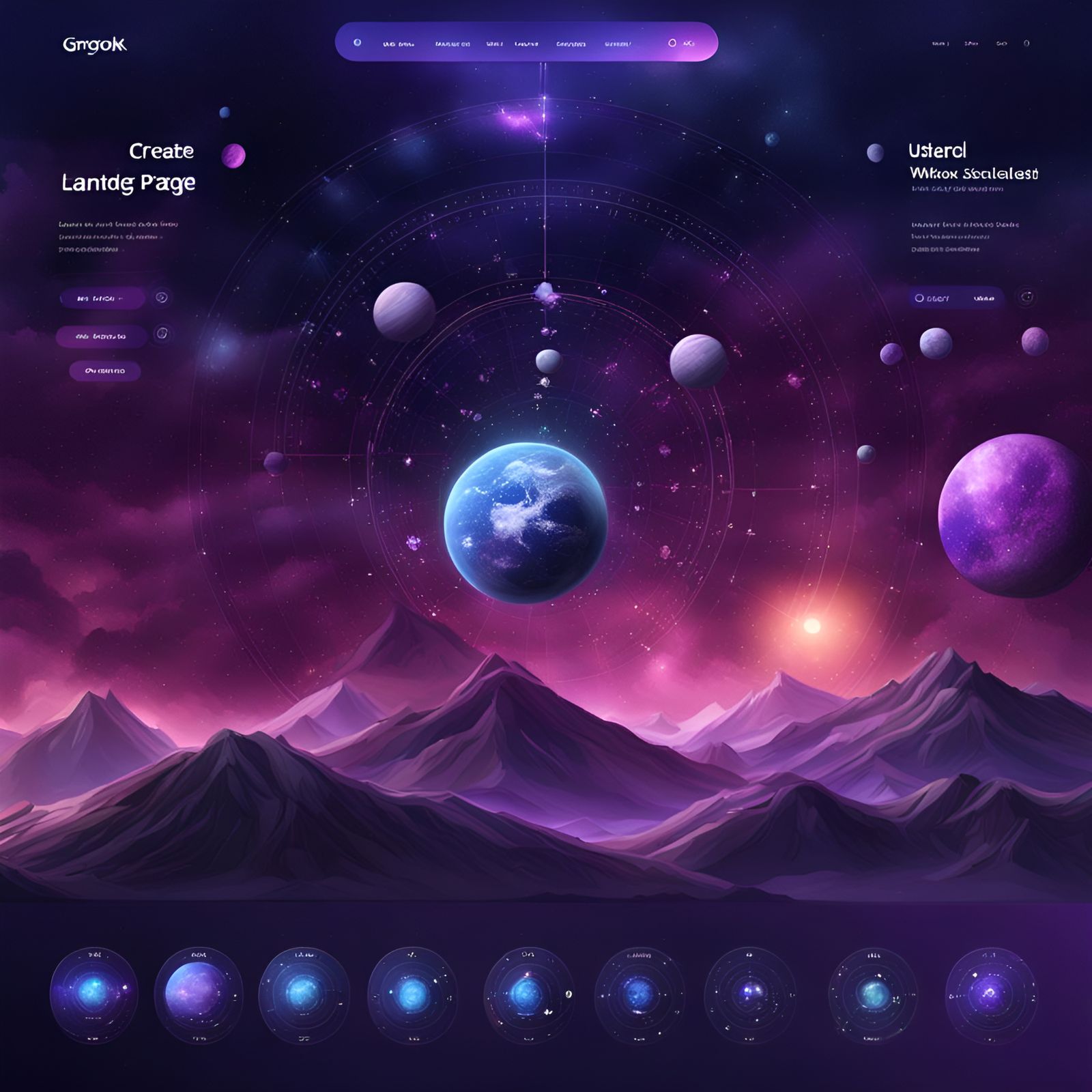 Astrology Landing Page with Galaxy in Dark Fantasy Style