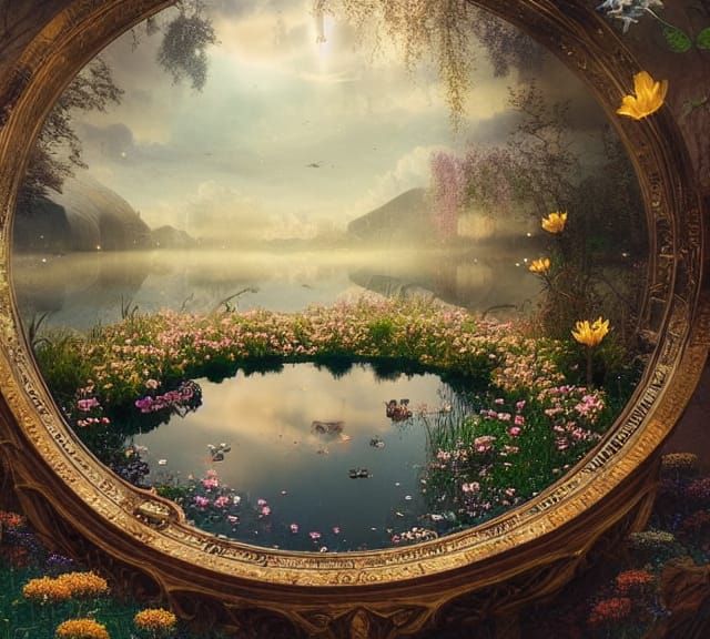 Pond Portal Reflecting Another Universe