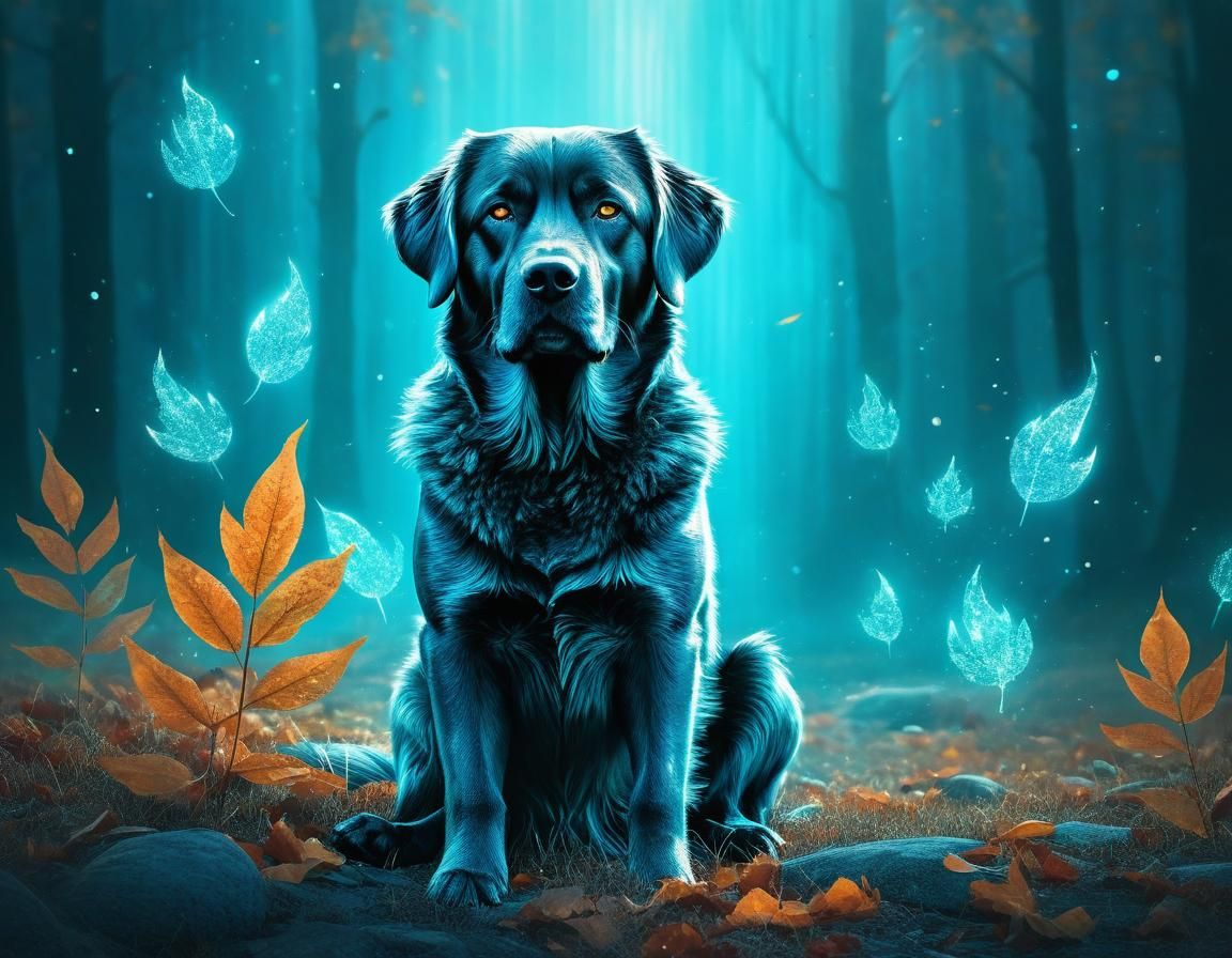 Ethereal Alpha Dog Portrait in Abstract Surreal Style