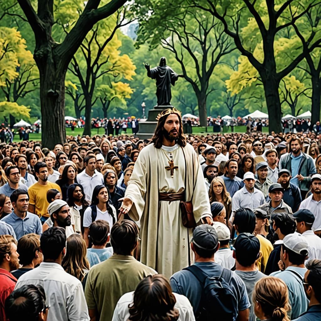 Jesus Christ Preaching in Central Park