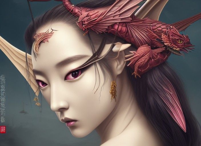 Stunning Samurai Woman with Dragon Crown
