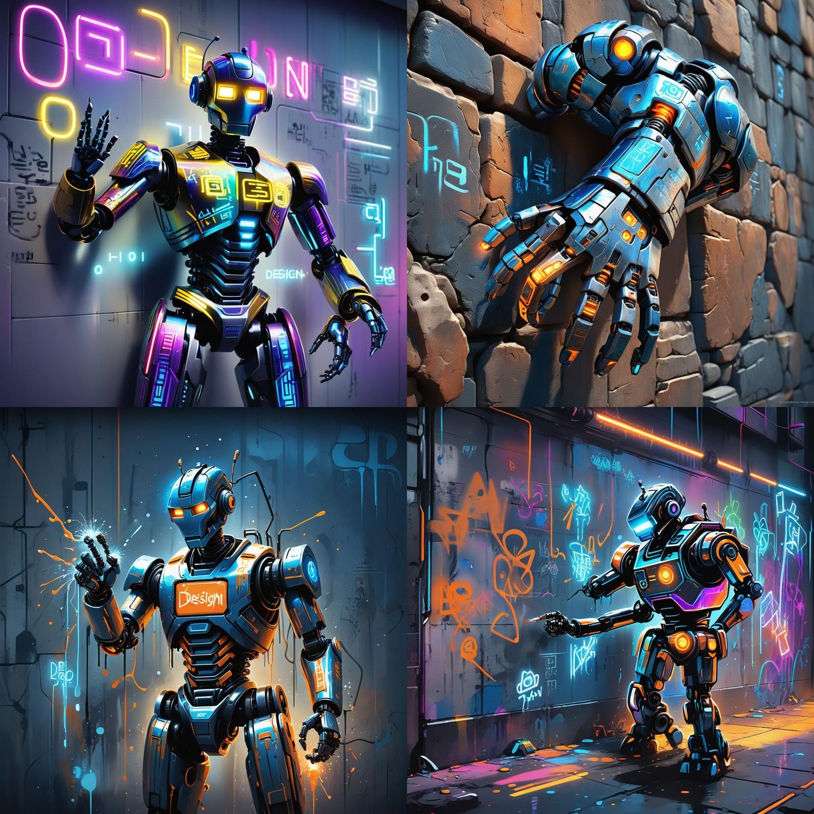 Robot Writing on a Wall in Vibrant Webrant Colors