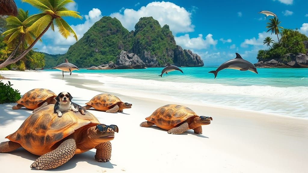 Tropical Seychelles Beach Scene with Granite Rocks and Exoti...
