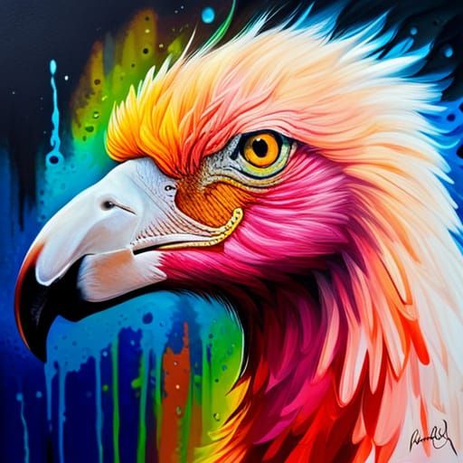 Eagle Flamingo Hybrid in Bold Graffiti Art