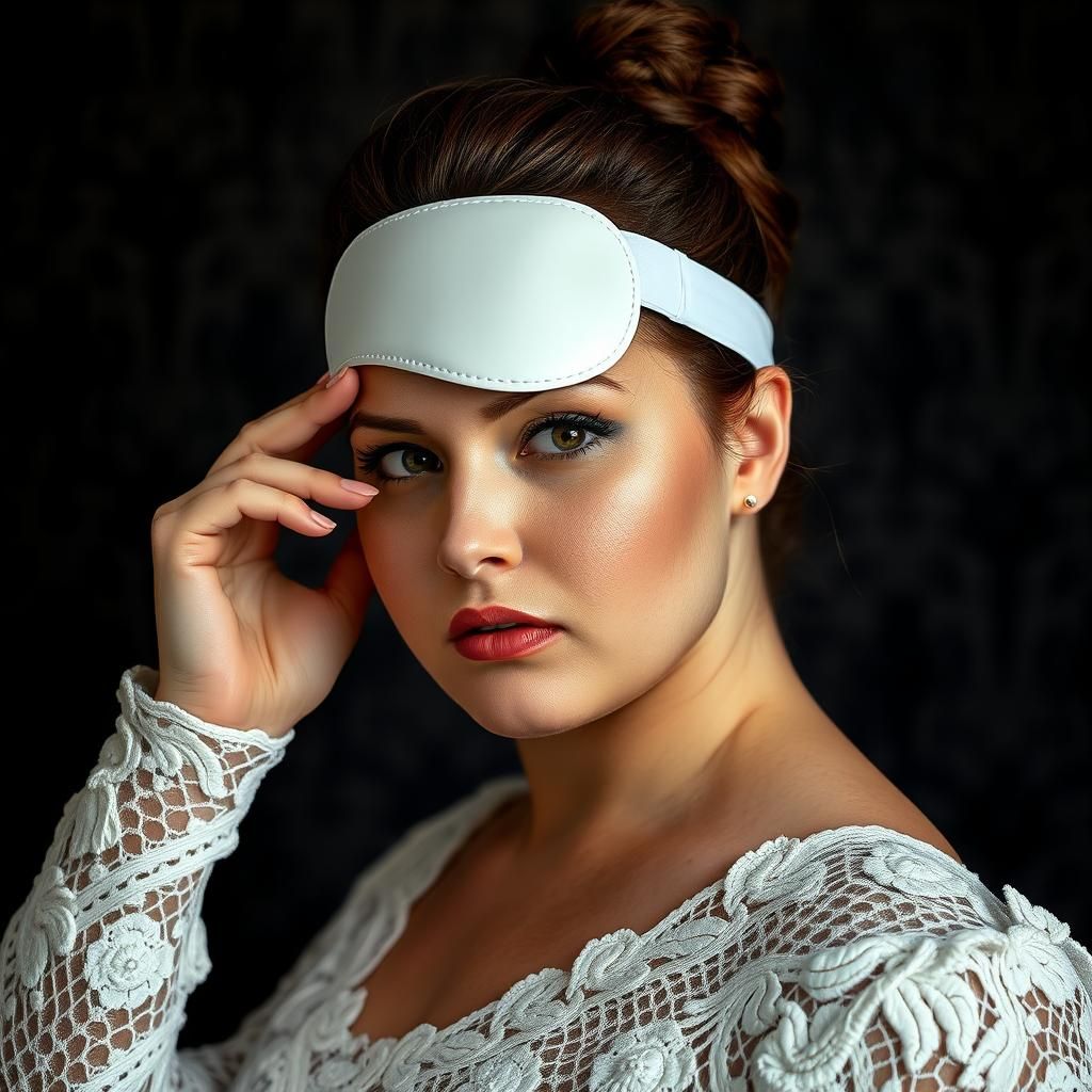 Woman in White Lace with Eye Patch