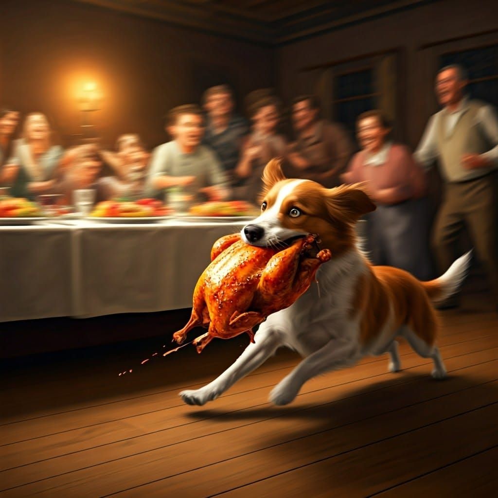 Mischievous Dog Stealing Chicken: Rockwell, Rousseau, Soutin...