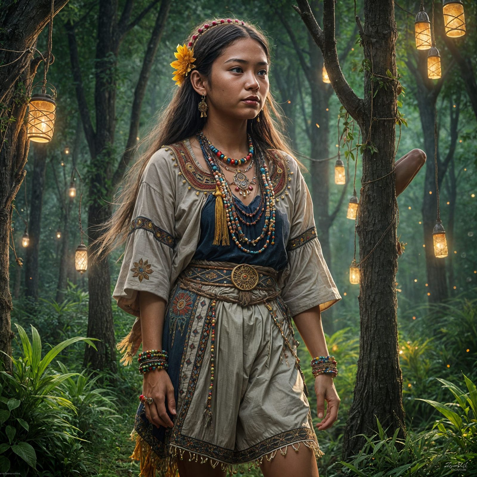 Igorot Teen in Mystical Forest: Hyperrealistic Image