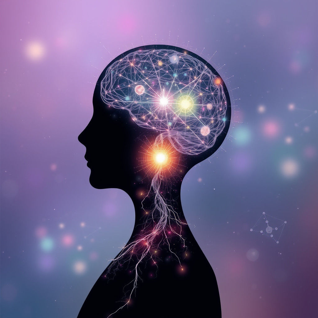 Quantum Human: Ethereal Silhouette with Glowing Particles