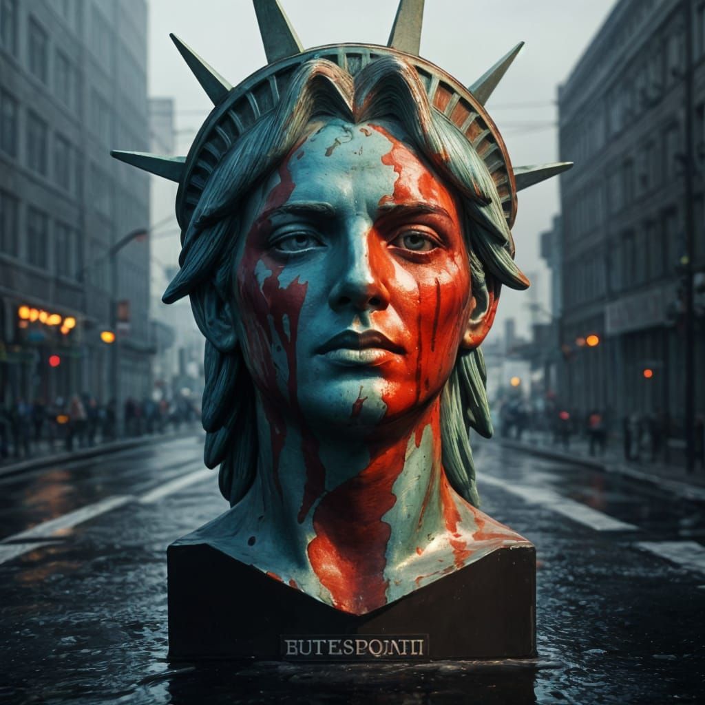 Statue of Liberty Head in Splash Art Style