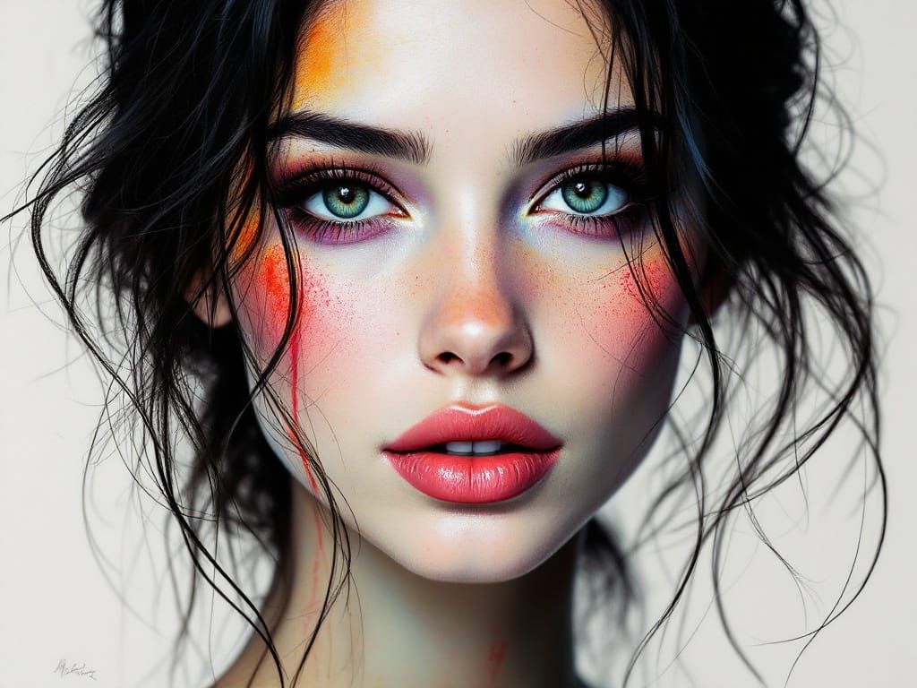 Delicate Portrait in Colored Pencil and Ink