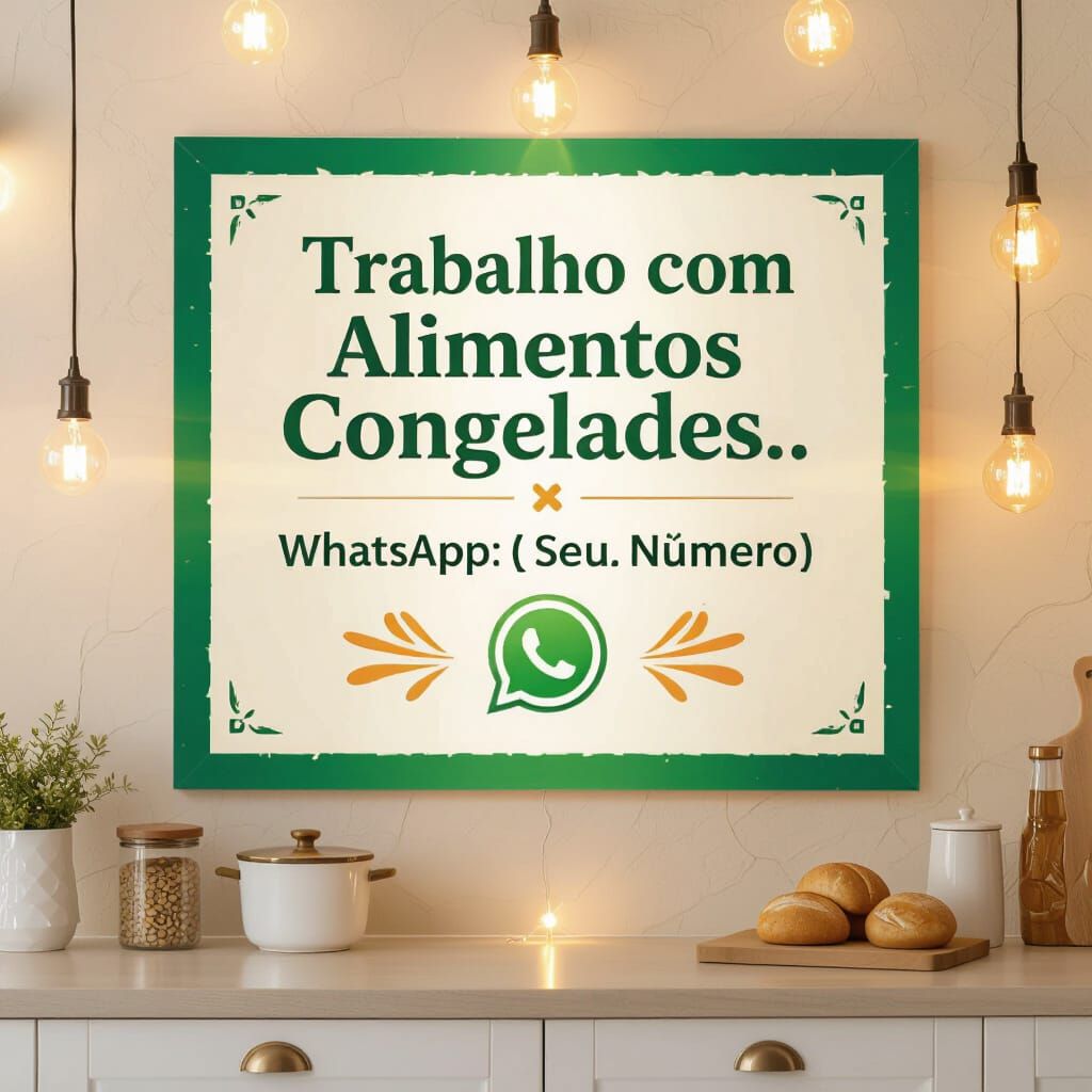 Vibrant Kitchen with Frozen Food Sticker and Golden Light