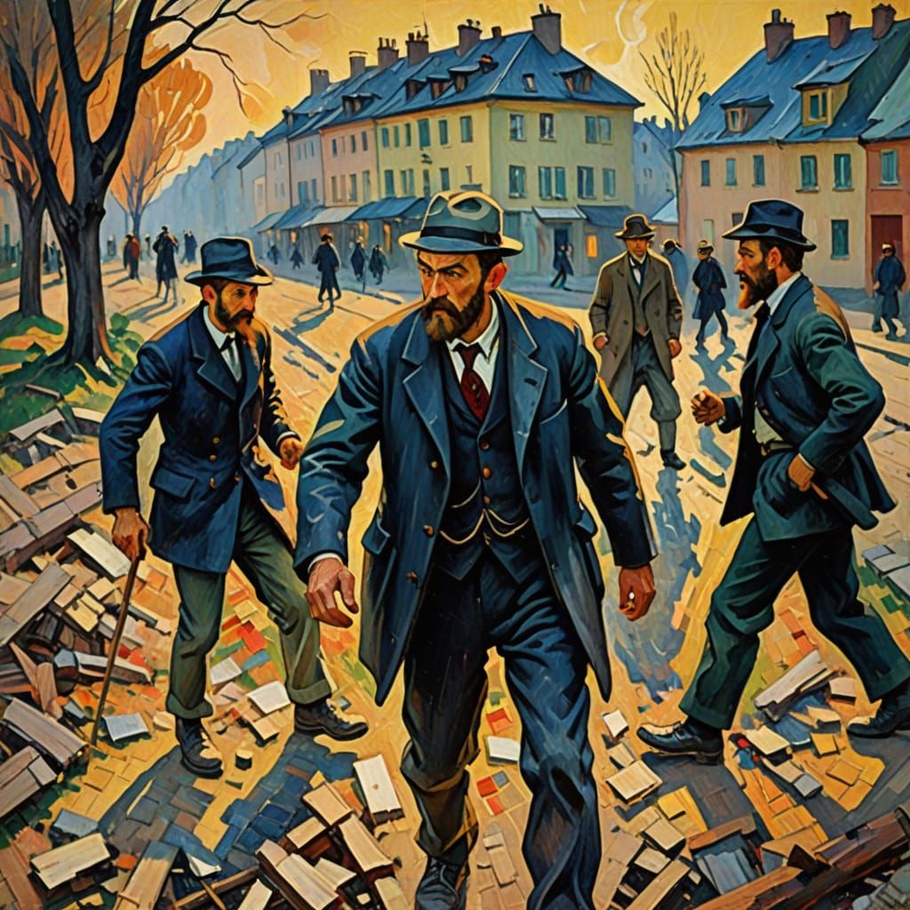 Revolutionary World in Post-Impressionist Impasto Style