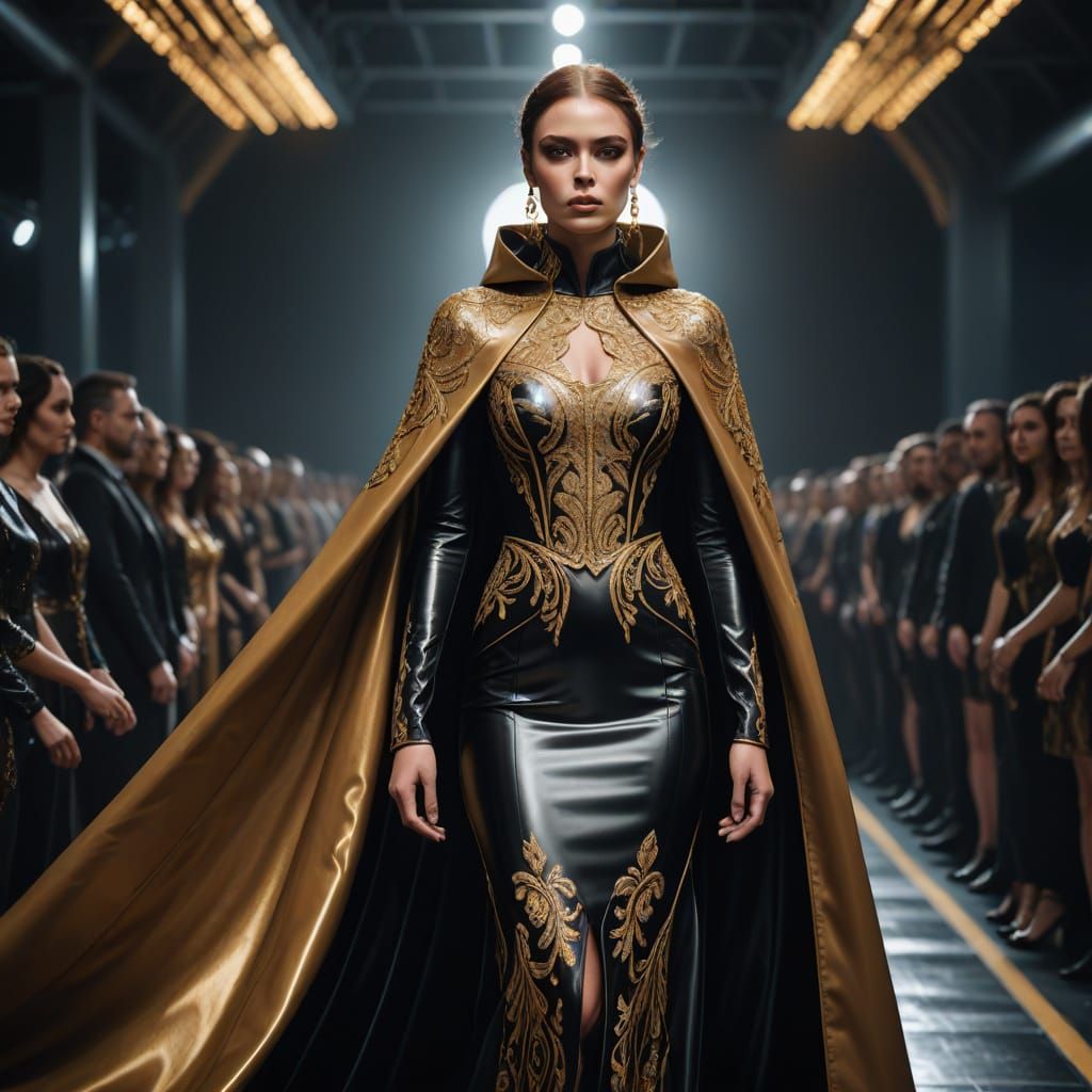 Sultry Fashion Goddess in Futuristic Latex Attire