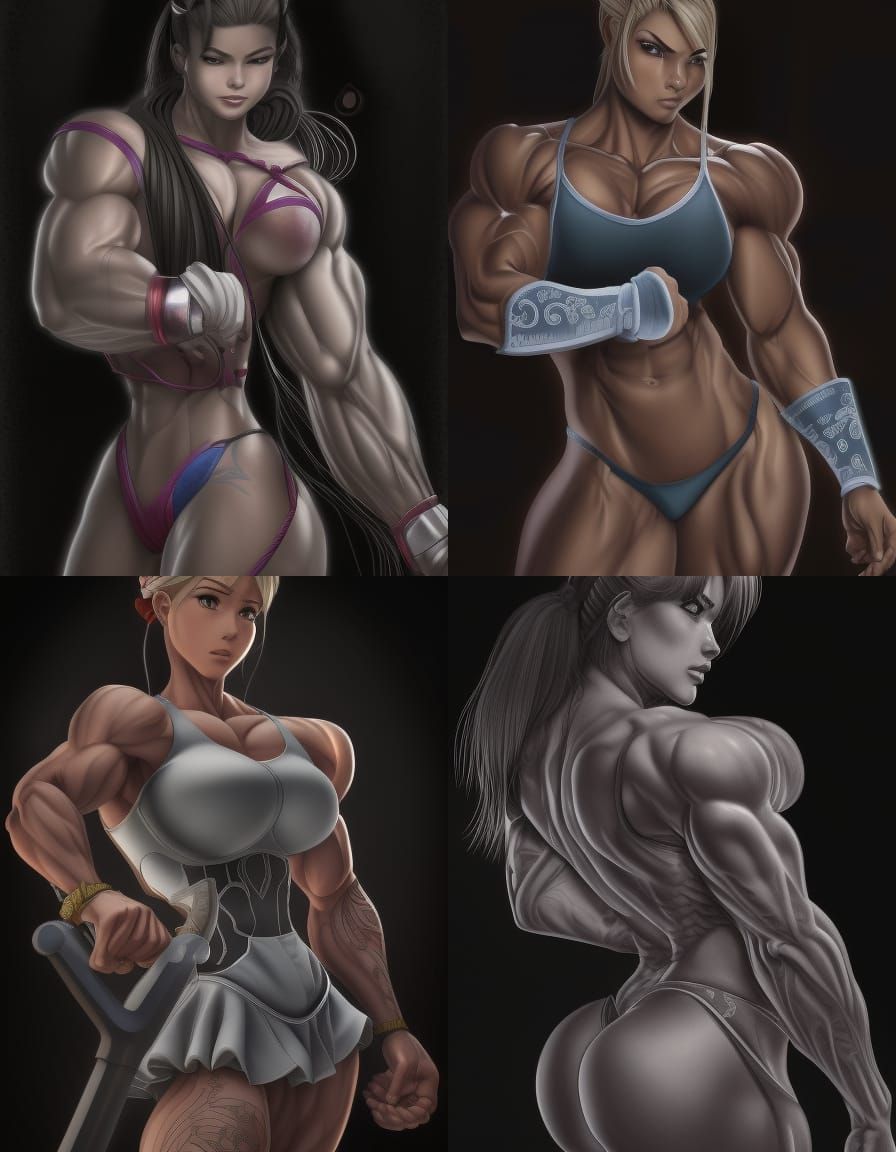 Anime Female Bodybuilder as Streets of Rage Character