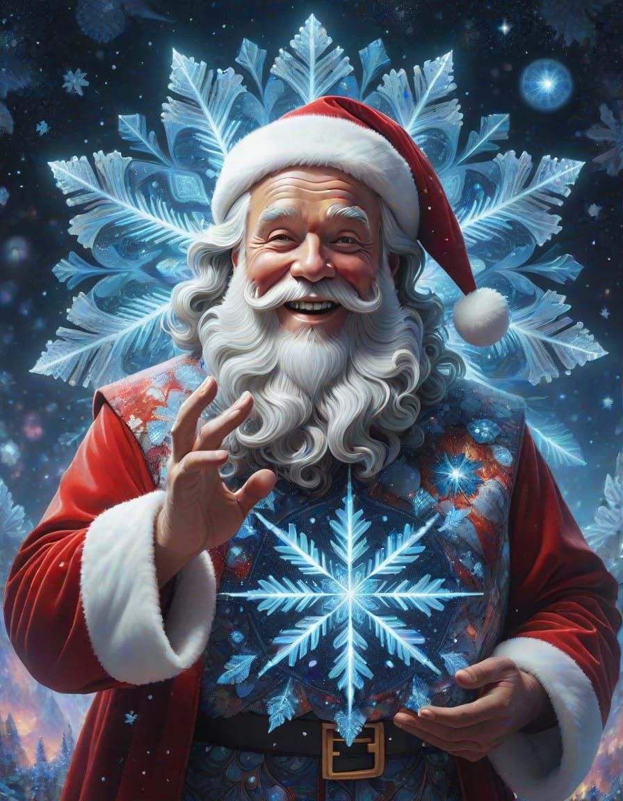 Mosaic Santa Claus in Ethereal Dusk Light