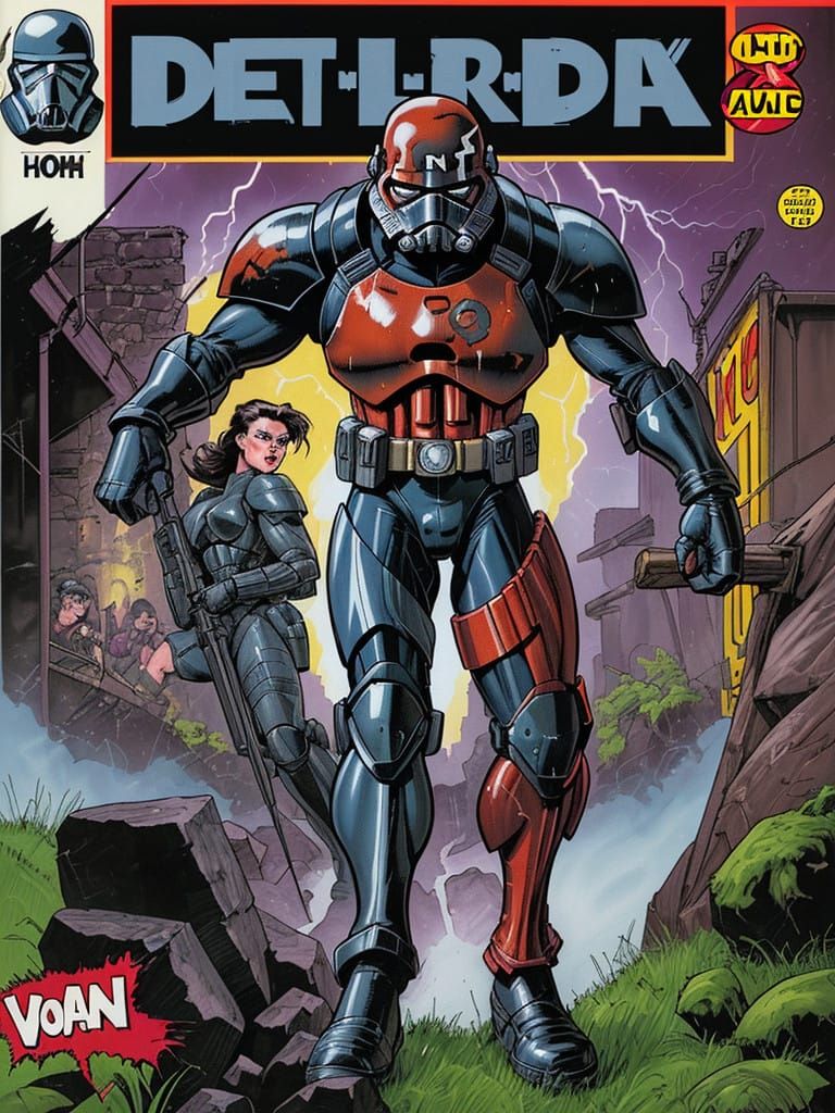 Gritty 90s Comic Book Cover Art for Death Trooper