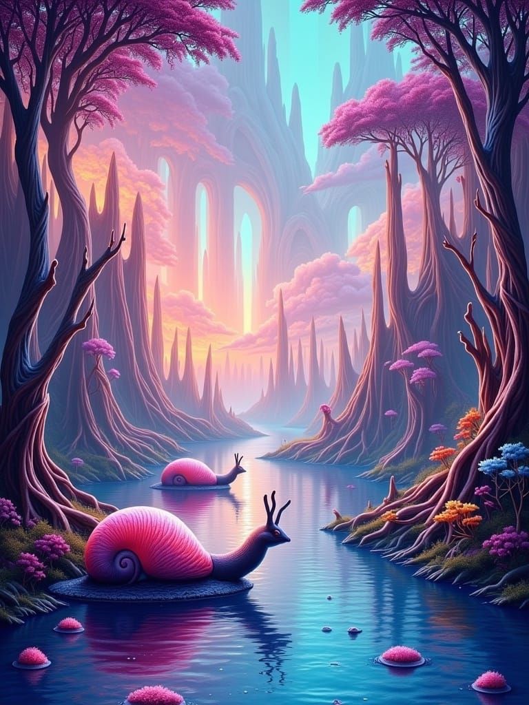 Ethereal Finger-Painted Realms in Dreamlike Splendor