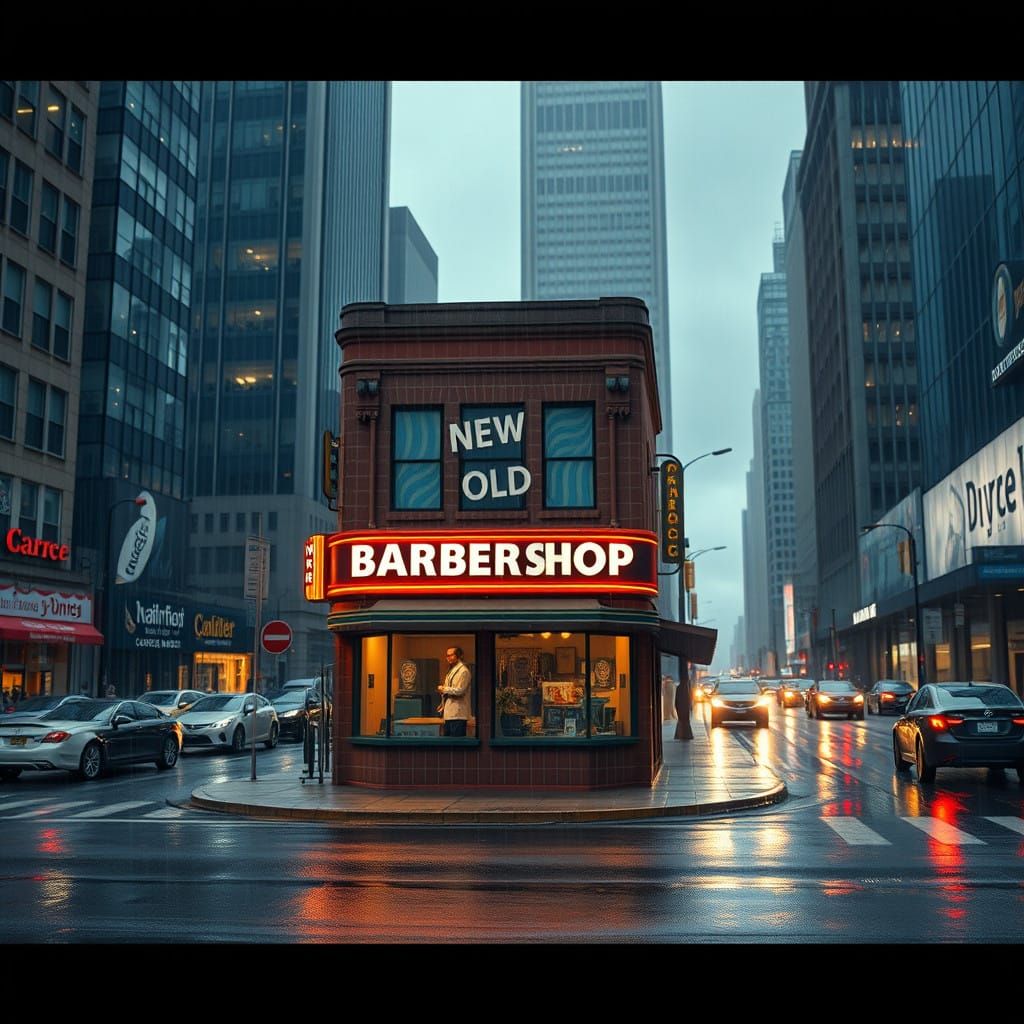 Moody Urban Oasis in a Retro-Futuristic Barber Shop