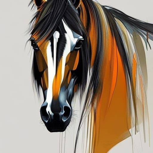 Beautiful Horse in Cubist Digital Painting