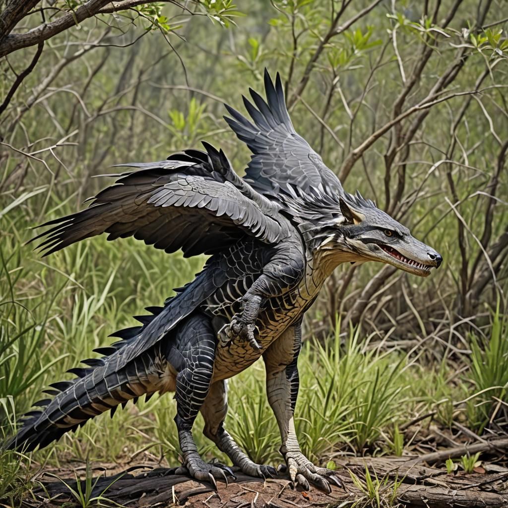 Alligator Wolf Hawk Hybrid Creature