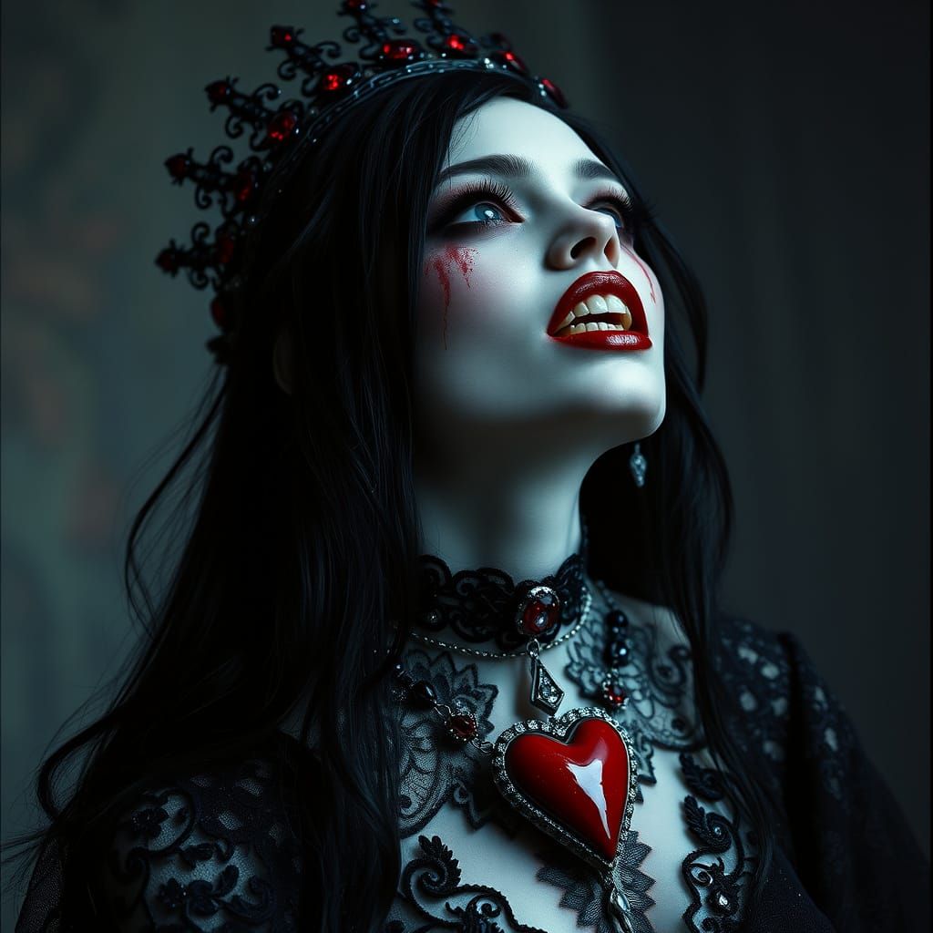 Gothic Vampire Goddess in Dramatic Cinematic Portrait