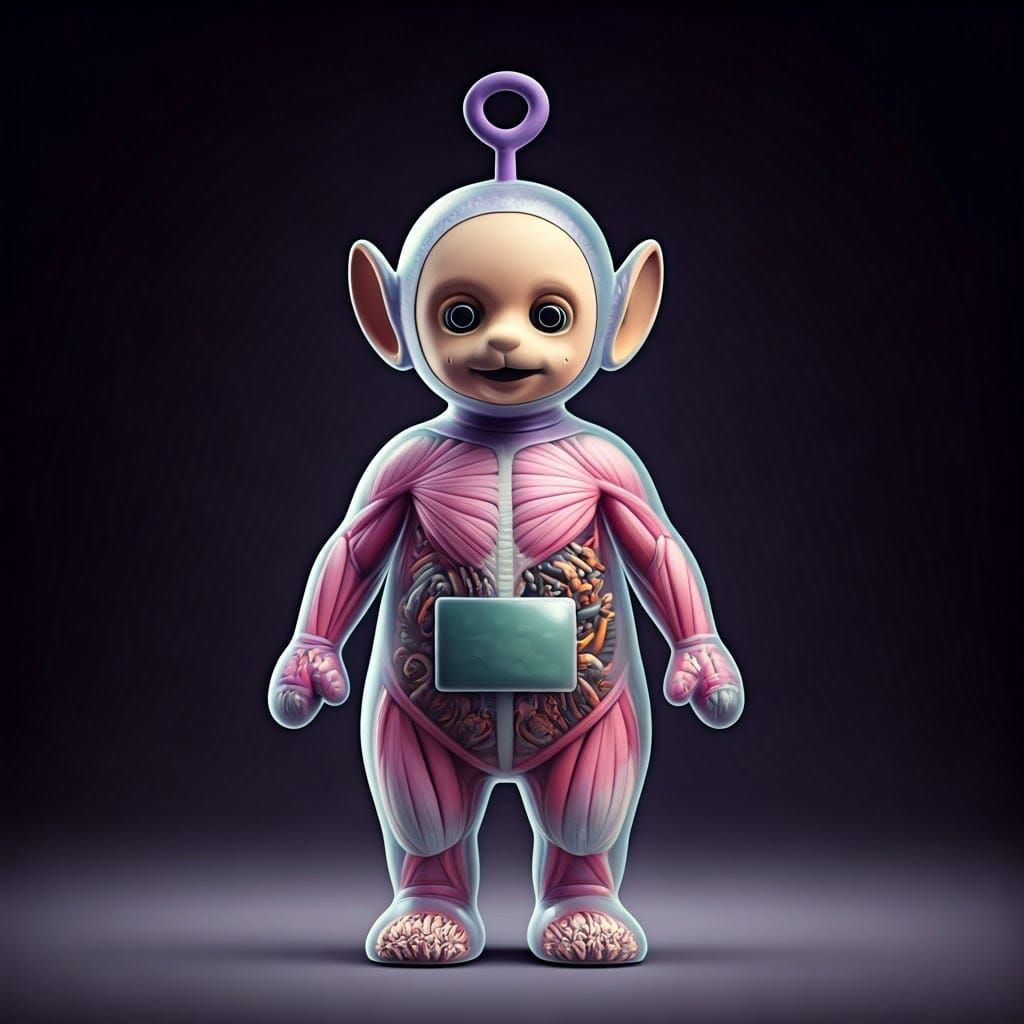 Futuristic Teletubby Exposed in Vibrant Industrial Aesthetic