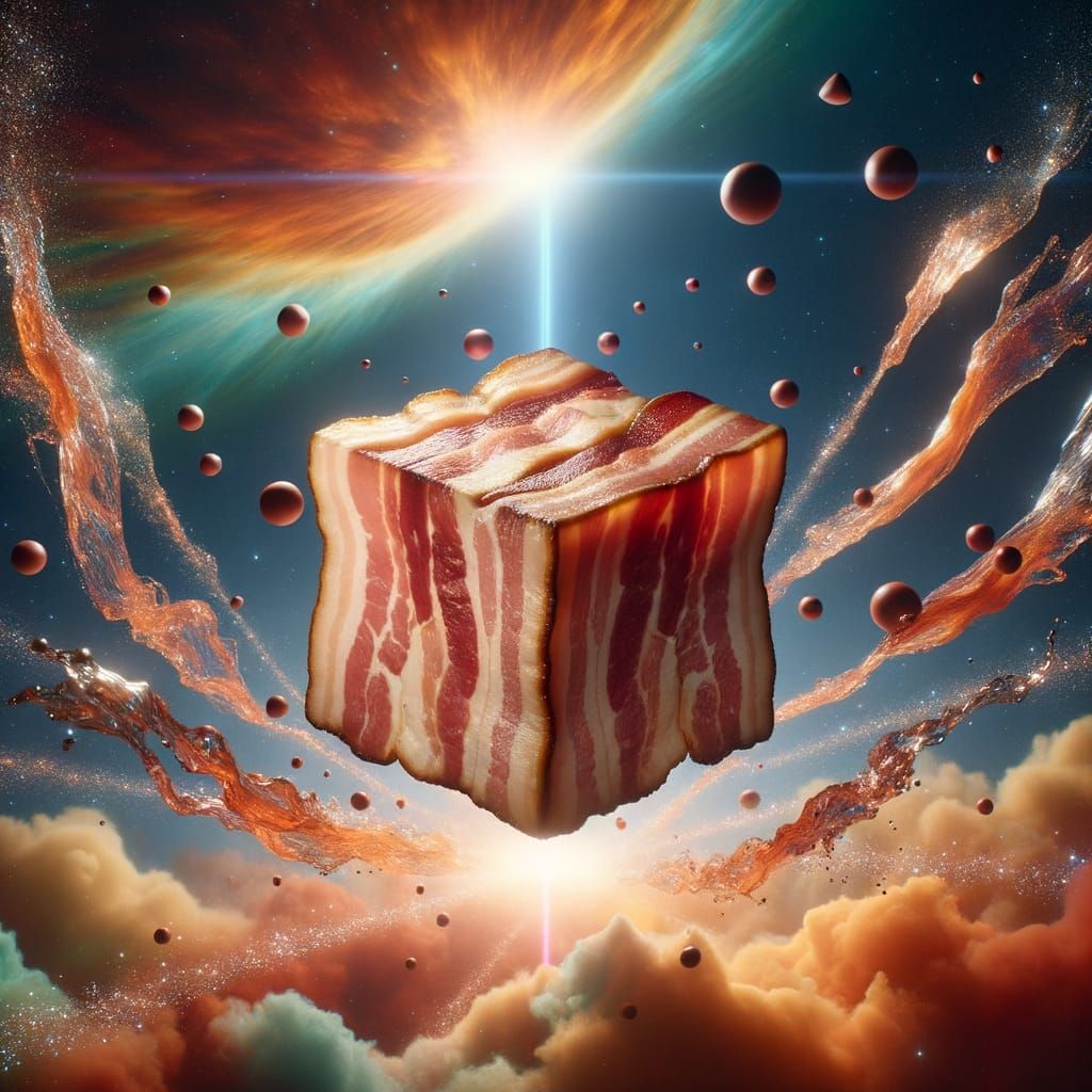 Bacon Cube in Space Hypernova Scene