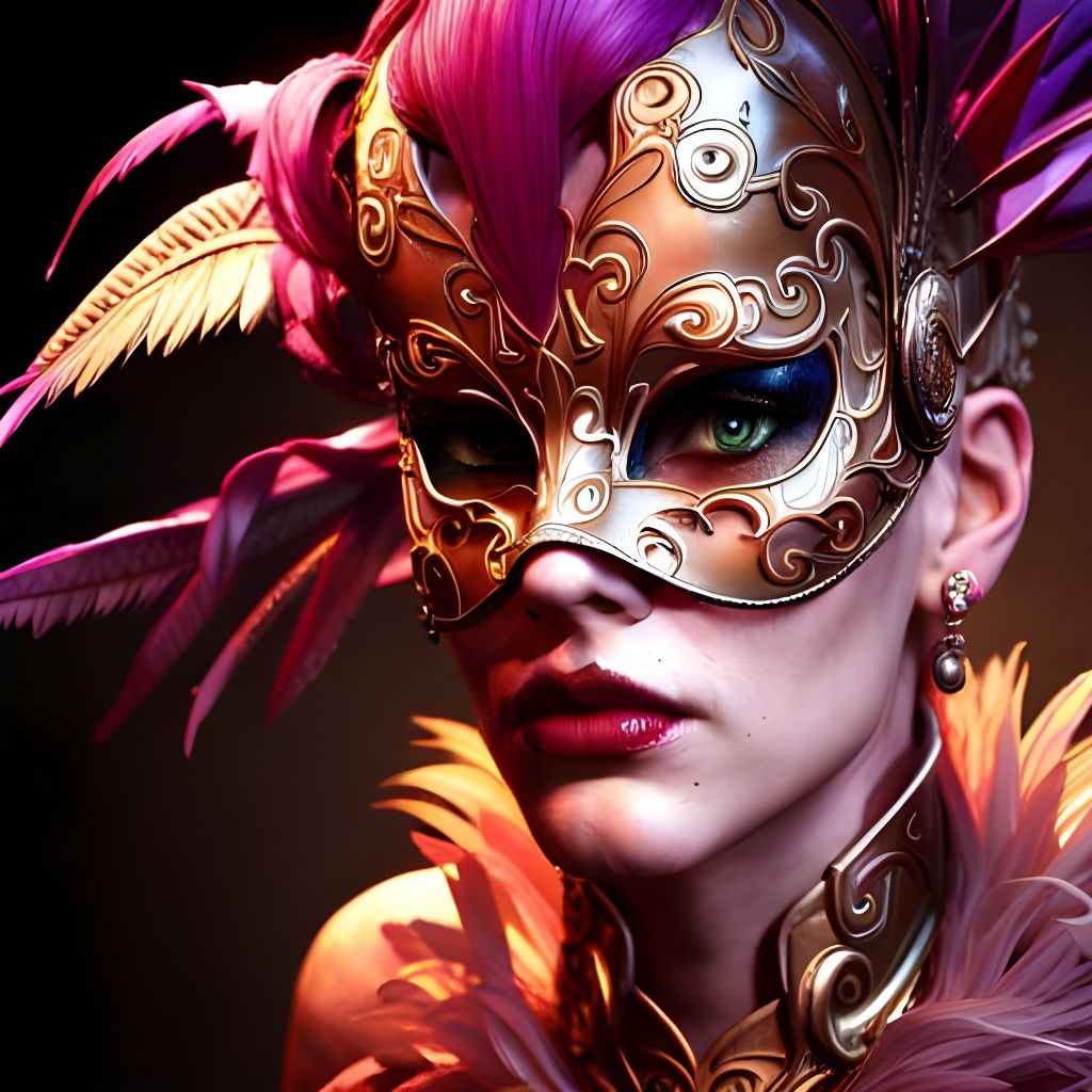 Ornate Masquerade Queen in Hyperrealistic 3D Render